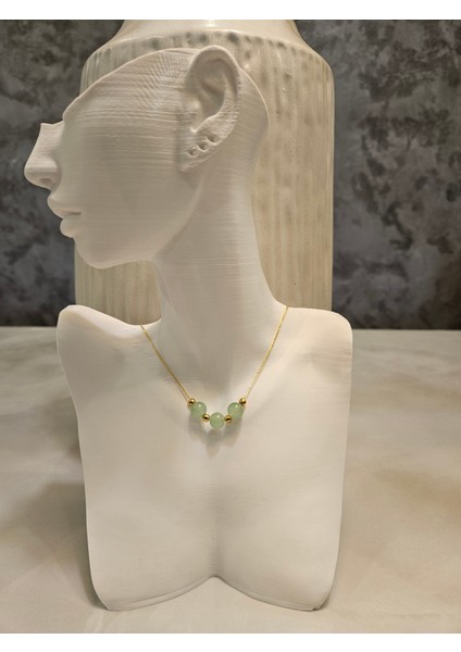 Minimalist Yeşil Taşlı Kolye ve Bileklik Set -Kc Altın Kaplama modelleri