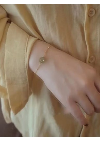 Minimalist Yeşil Taşlı Kolye ve Bileklik Set -Kc Altın Kaplama fırsatları