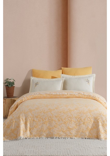 Tina Pike Yatak Örtüsü Çift Kişilik %100 Pamuk (220X240 Cm) Sarı