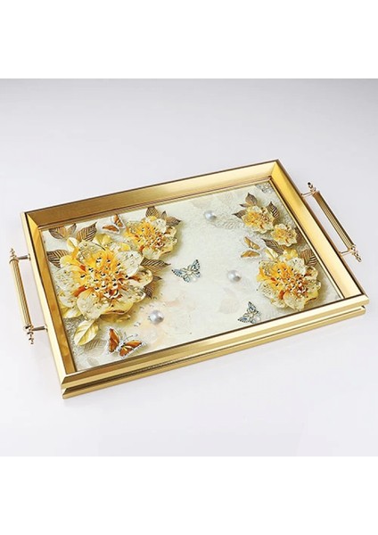 NAKA.322 Gold Renk Tepsi 50X31 cm