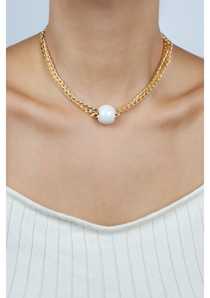 Sedef Küre Detay Gold Kolye