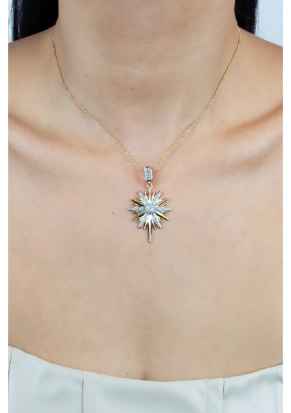 Zirkon Taşlı Kutup Yıldızı Uçlu Çelik Kolye modelleri