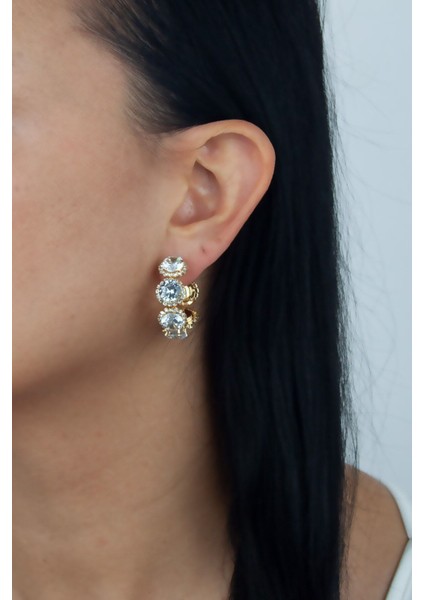 Büyük Taşlı Halka Küpe