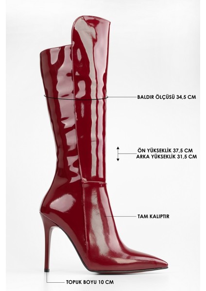 Kadın Gloss Bordo Rugan Çizme fırsatları