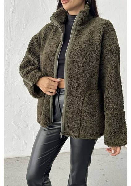 Pelüş Oversize Dik Yakalı Spor Ceket fiyatları