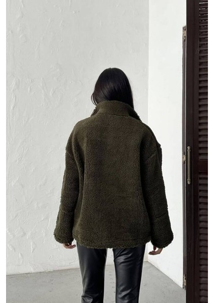 Pelüş Oversize Dik Yakalı Spor Ceket fırsatları