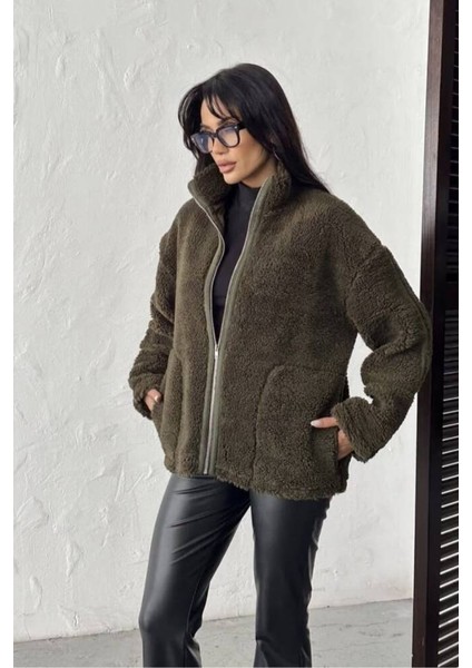 Pelüş Oversize Dik Yakalı Spor Ceket indirimleri