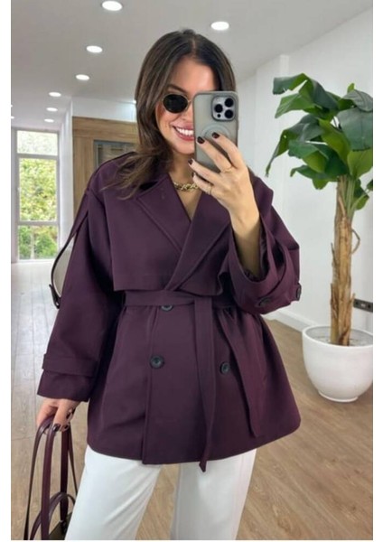 Trençkot Ceket Midi Boy Kuşaklı ve Detaylı Premıum Kalite Astarlı