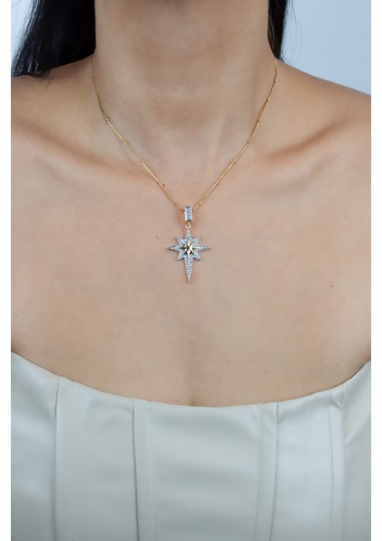 Zirkon Taşlı Kutup Yıldızı Uçlu Çelik Kolye fiyatları