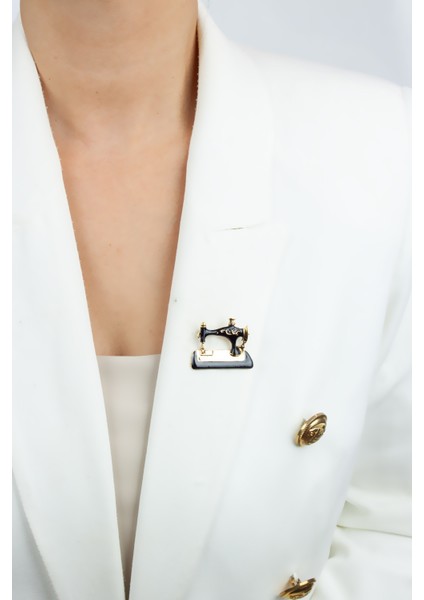 Dikiş Makinesi Şeklinde Yaka Broşu