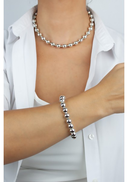 Metalize Kolye Bileklik Set