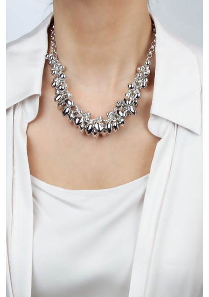 Gümüş Renk Salkım Kolye