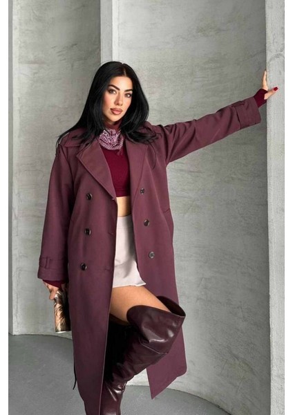 Trençkot Uzun Boy Kuşaklı ve Astarlı Premıum Kalite modelleri