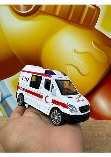 Oyuncak Ambulans Sesli Işıklı Büyük Ön Kapı ve Arka Kapısı Açılır Oyuncak Ambulans Araba 1:32 modelleri