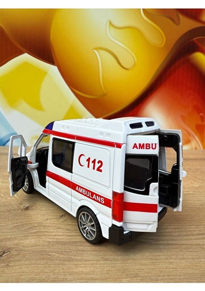 Oyuncak Ambulans Sesli Işıklı Büyük Ön Kapı ve Arka Kapısı Açılır Oyuncak Ambulans Araba 1:32 fırsatları
