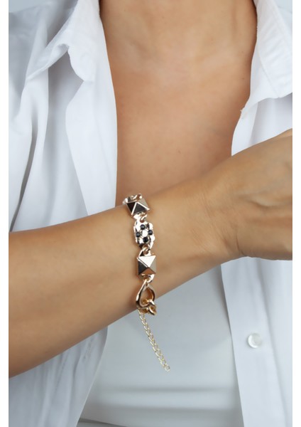 Piramit Detay Bronz Bileklik