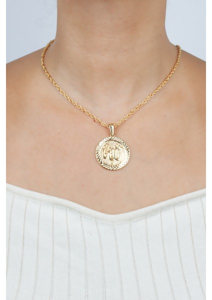 Allah Yazılı Burgu Zincir Gold Kolye