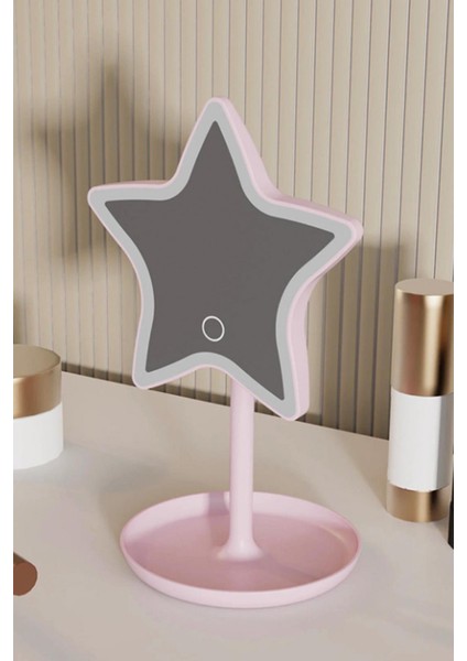 Yıldız Şeklinde Ledli Masa Üstü Makyaj Aynası