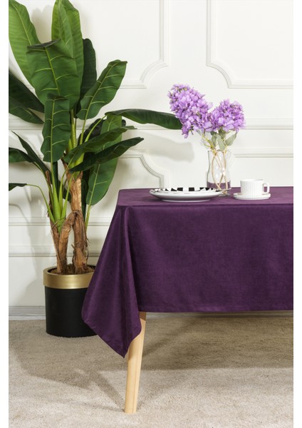 Soft Kadife Masa Örtüsü Dikdörtgen (150X220 Cm) Mor