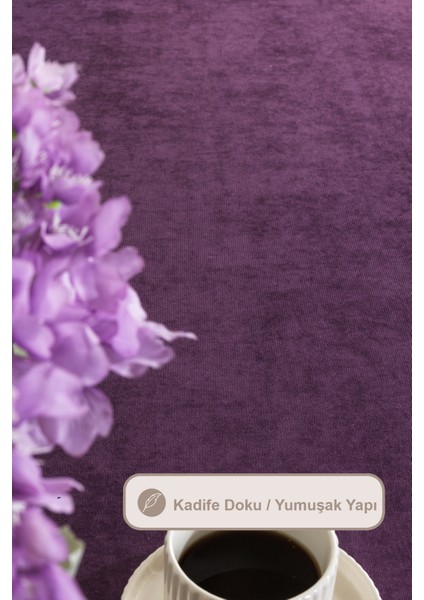 Soft Kadife Masa Örtüsü Dikdörtgen (150X220 Cm) Mor modelleri