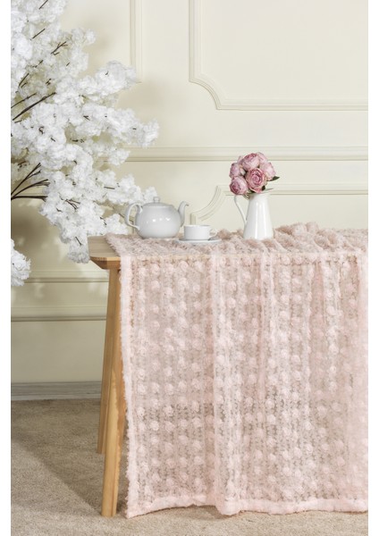 Hasbahçe Masa Örtüsü 3 Boyutlu (125X210 Cm) Pudra