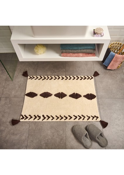 Soft Tufting Thek Banyo Paspası - Ekru - 60X90 cm