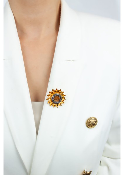 Hematit Taşlı Çiçek Figür Broş