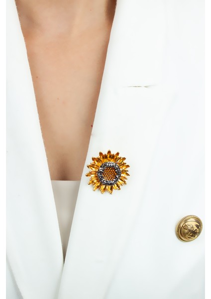 Hematit Taşlı Çiçek Figür Broş modelleri