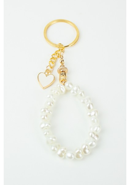 Kalp Sallantılı Barok Inci Gold Anahtarlık