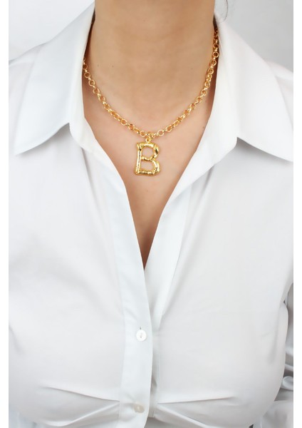 Gold Zincir B Harf Kolye B Harfi