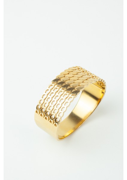 Işlemeli Kalın Kelepçe Gold Çelik Bileklik fırsatları