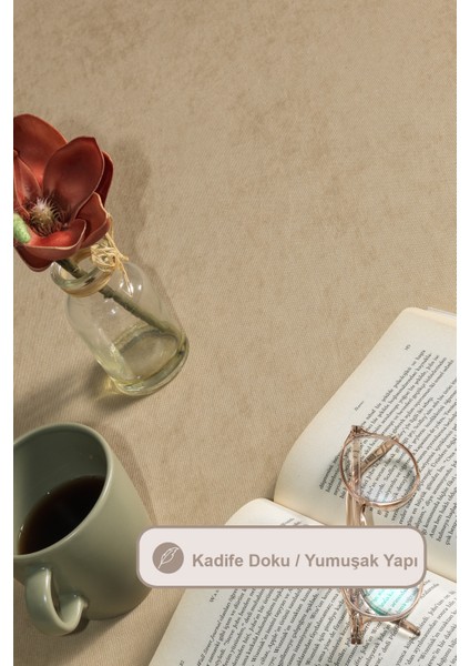 Soft Kadife Masa Örtüsü Dikdörtgen (150X220 Cm) Bej modelleri