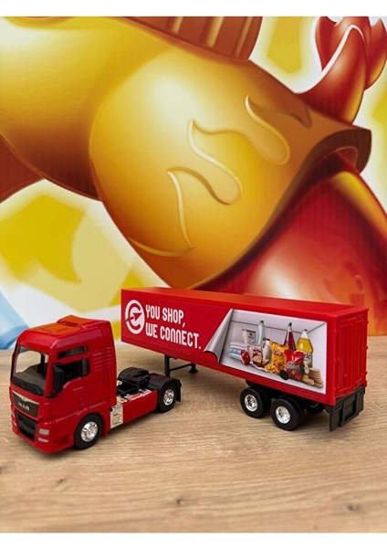 Man 4x2 ve Dorse Tır Çekici Oyuncak Metal Tır Çekici Dorseli Oyuncak Market Tırı Kapakları Açılır fiyatları