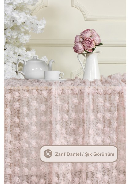 Hasbahçe Masa Örtüsü 3 Boyutlu (125X210 Cm) Pudra fiyatları