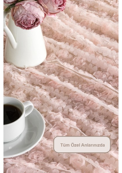 Hasbahçe Masa Örtüsü 3 Boyutlu (125X210 Cm) Pudra modelleri