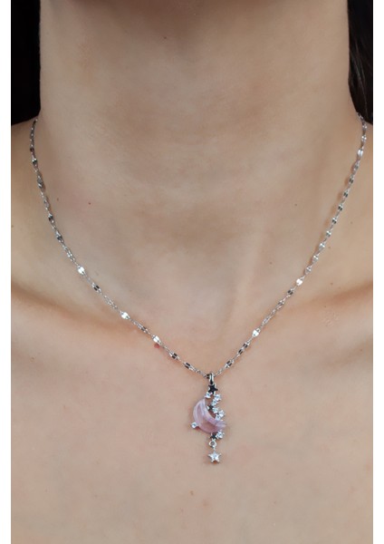 Ay ve Yıldız Figürlü Gümüş Renk Çelik Kolye fırsatları