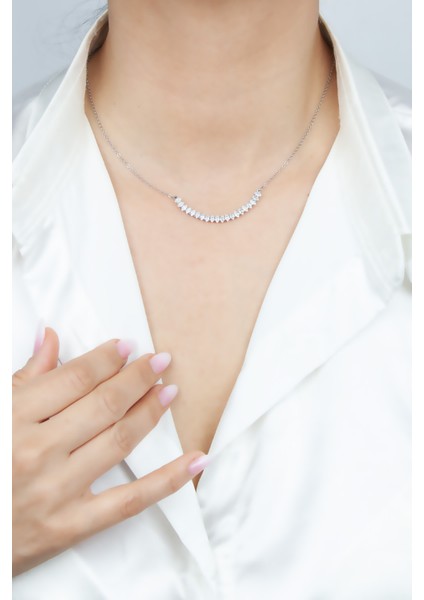 Ince Zincir Zirkon Taşlı Kolye