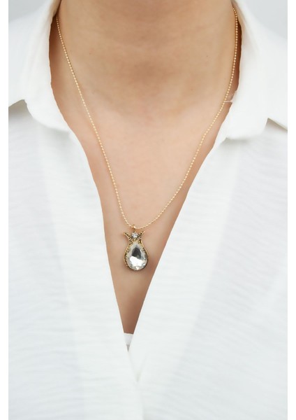 Kristal Uçlu Abiye Şık Kolye