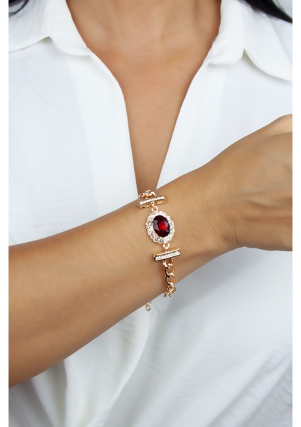 Yakut Görünümlü Zirkon Taşlı Şık Bileklik