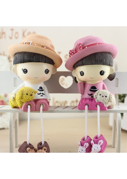 Yeni Ev Asılı Bebek Reçine Süsü, Yaratıcı Karikatür Çift Figürü, Ev Dekorasyonu Süsü (Yurt Dışından)