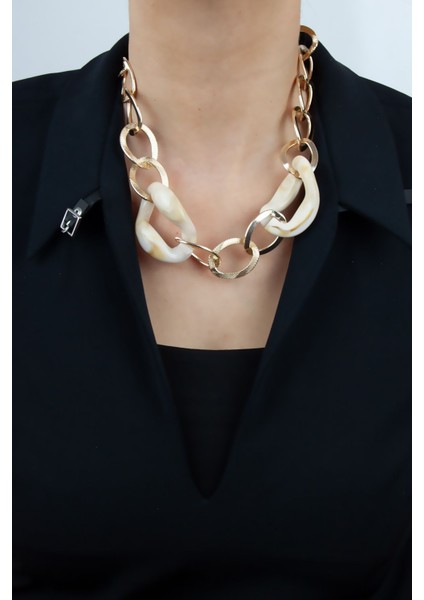 Büyük Halka Gold Renk Zincir Kolye