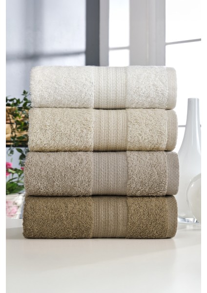 Rainbow Havlu Seti Pamuklu 4 Adet (50X90 Cm) Bej