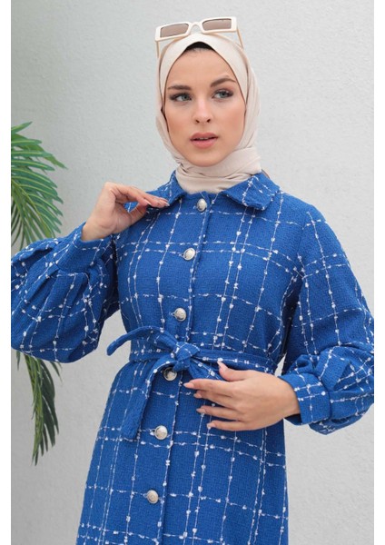 Düğmeli Kaşe Kaban Mavi 19600 fiyatları