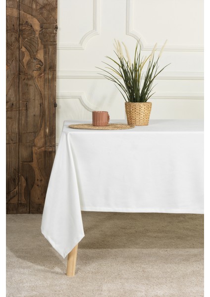 Soft Kadife Masa Örtüsü Dikdörtgen (150X220 Cm) Krem