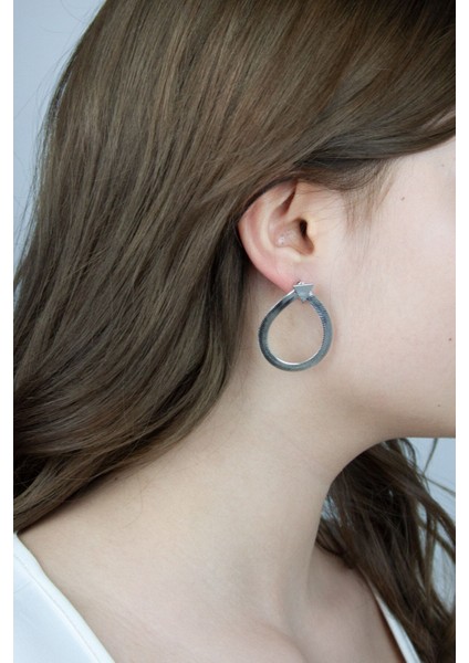 Italyan Zincir Gümüş Renk Küpe