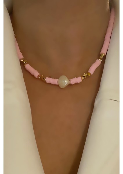 Yıldız Detay Barok Inci Fimo Kolye