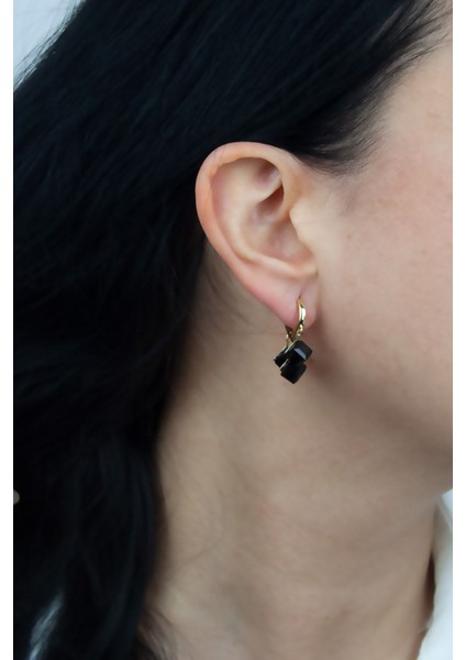 Küp Kristal Gold Küpe