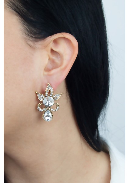 Kristal Taşlı Abiye Şık Küpe