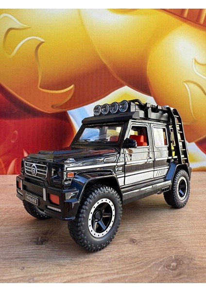 Mercedes G63 Işıklı Müzikli Lüks Jeep 17CM Mercedes G Kasa Siyah Jip Açılan Kapılar Sürtmeli