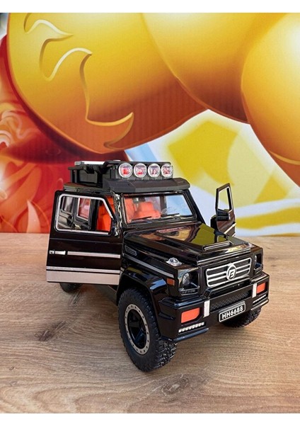 Mercedes G63 Işıklı Müzikli Lüks Jeep 17CM Mercedes G Kasa Siyah Jip Açılan Kapılar Sürtmeli modelleri